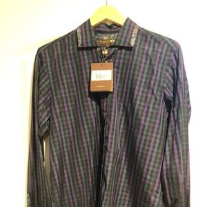New Ted Baker LS Purple Check Dress Shirt